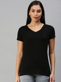 De Moza Women's Half Sleeve Top Black