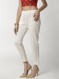 De Moza Women's Cigarette Pant White