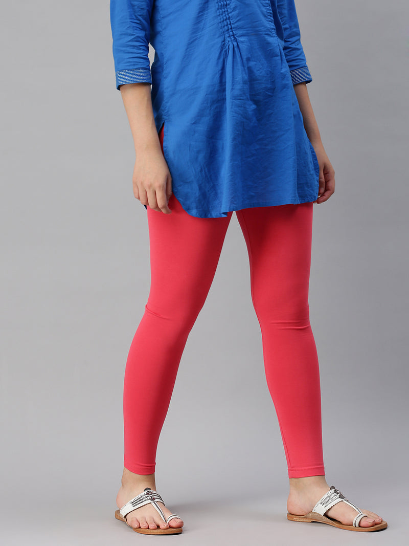 Yellow Solid Ankle-Length Leggings – Thogai Threads