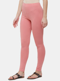 De Moza Ladies Ankle Length Leggings Solid Cotton Peach