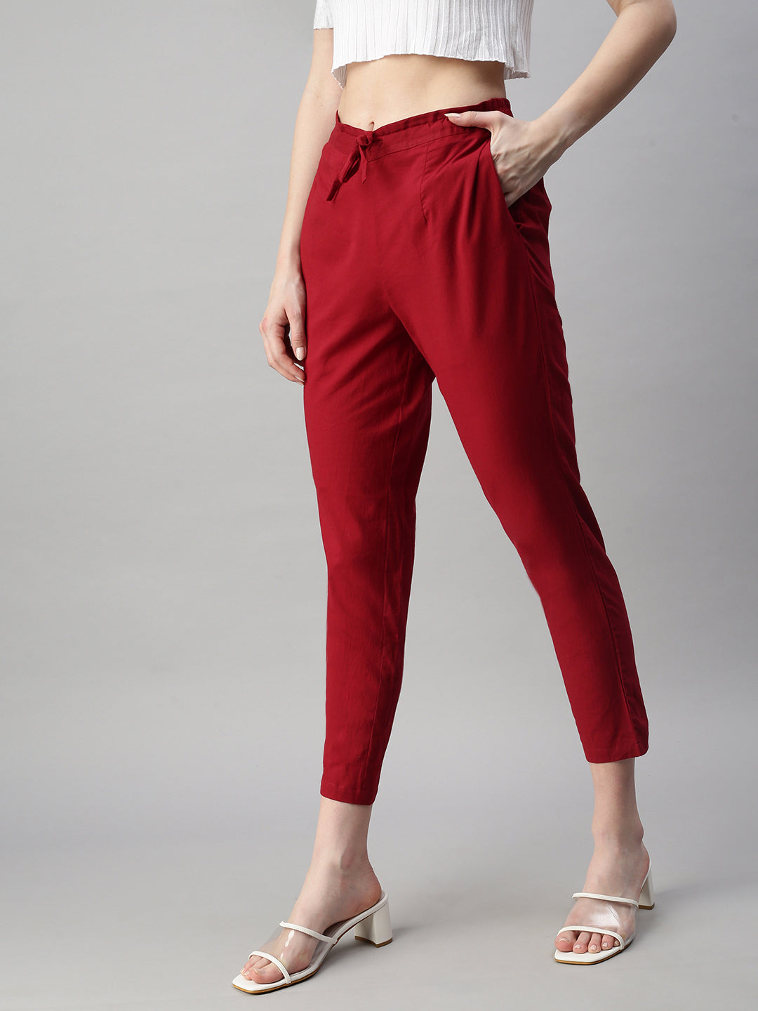 Go Colors Trousers and Pants  Buy Go Colors Women Dark Wine Chinos Trousers  Online  Nykaa Fashion