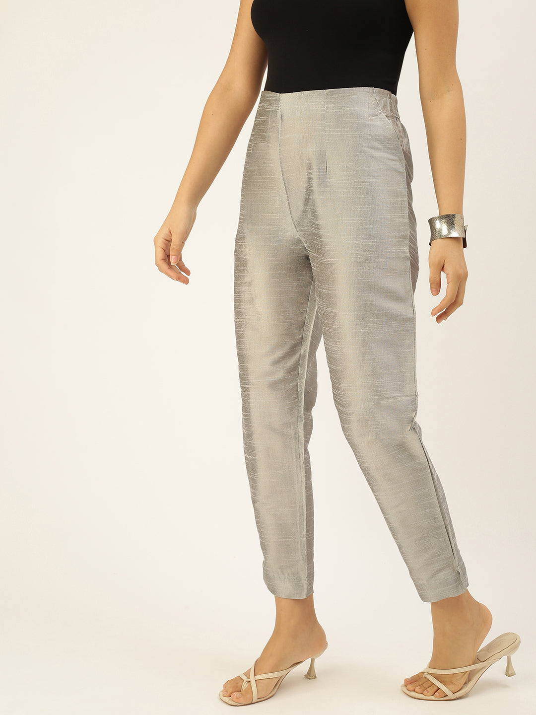 4th & Reckless metallic straight leg pants in silver | ASOS