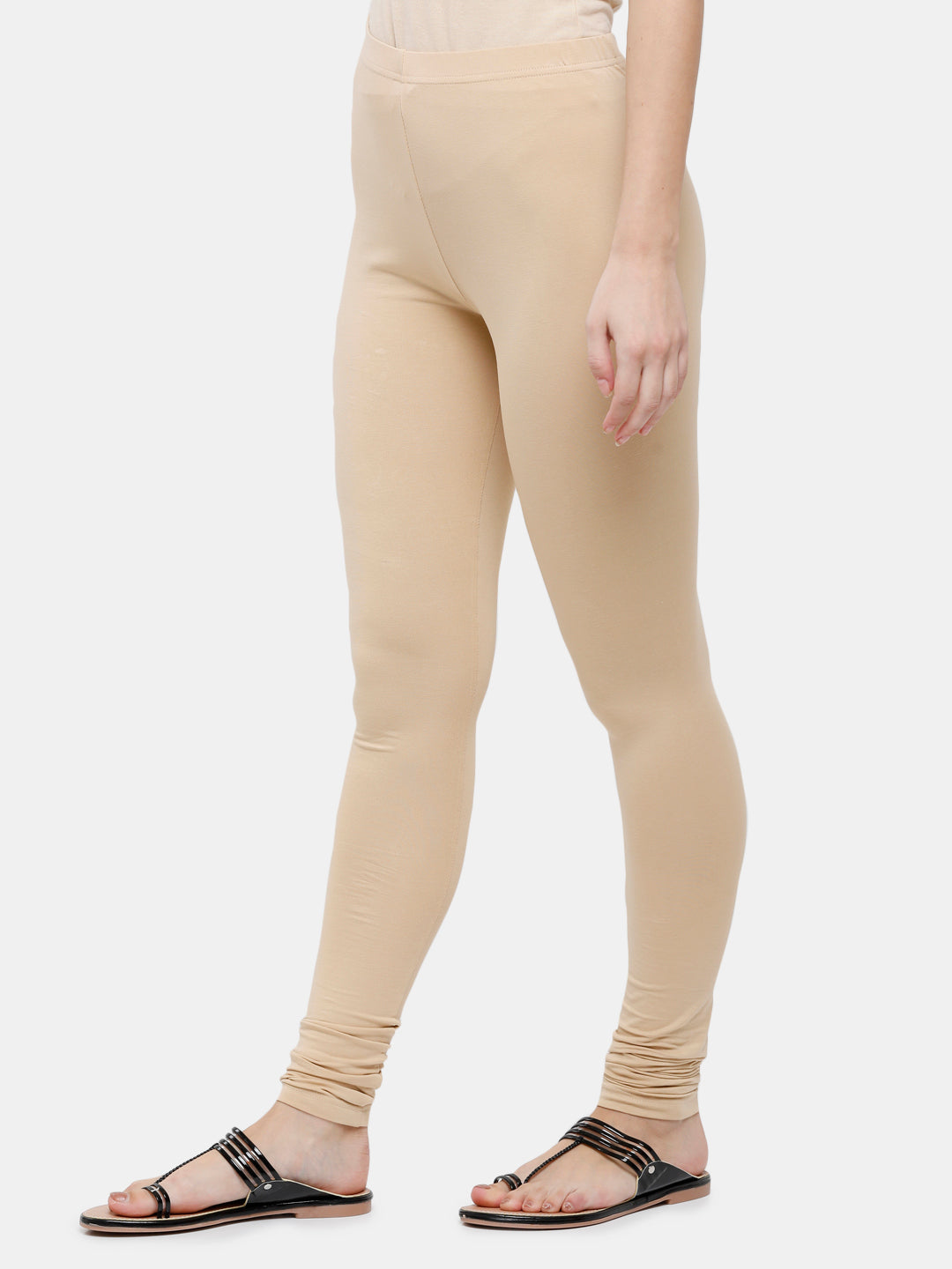 Beige Women's Slim Fit Cotton Ankle Length Leggings Legging for women  Sizes: S Small - KEX - 3767912