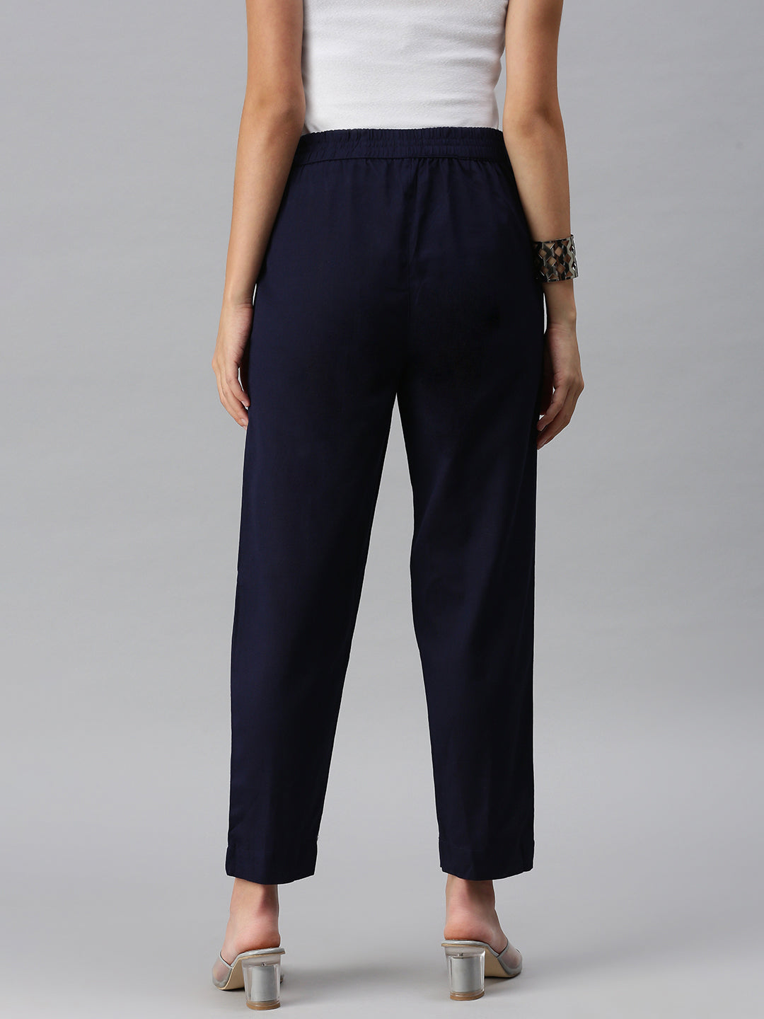 DeemasFashion Dark Blue Fawn Brocade Cigarette Pants