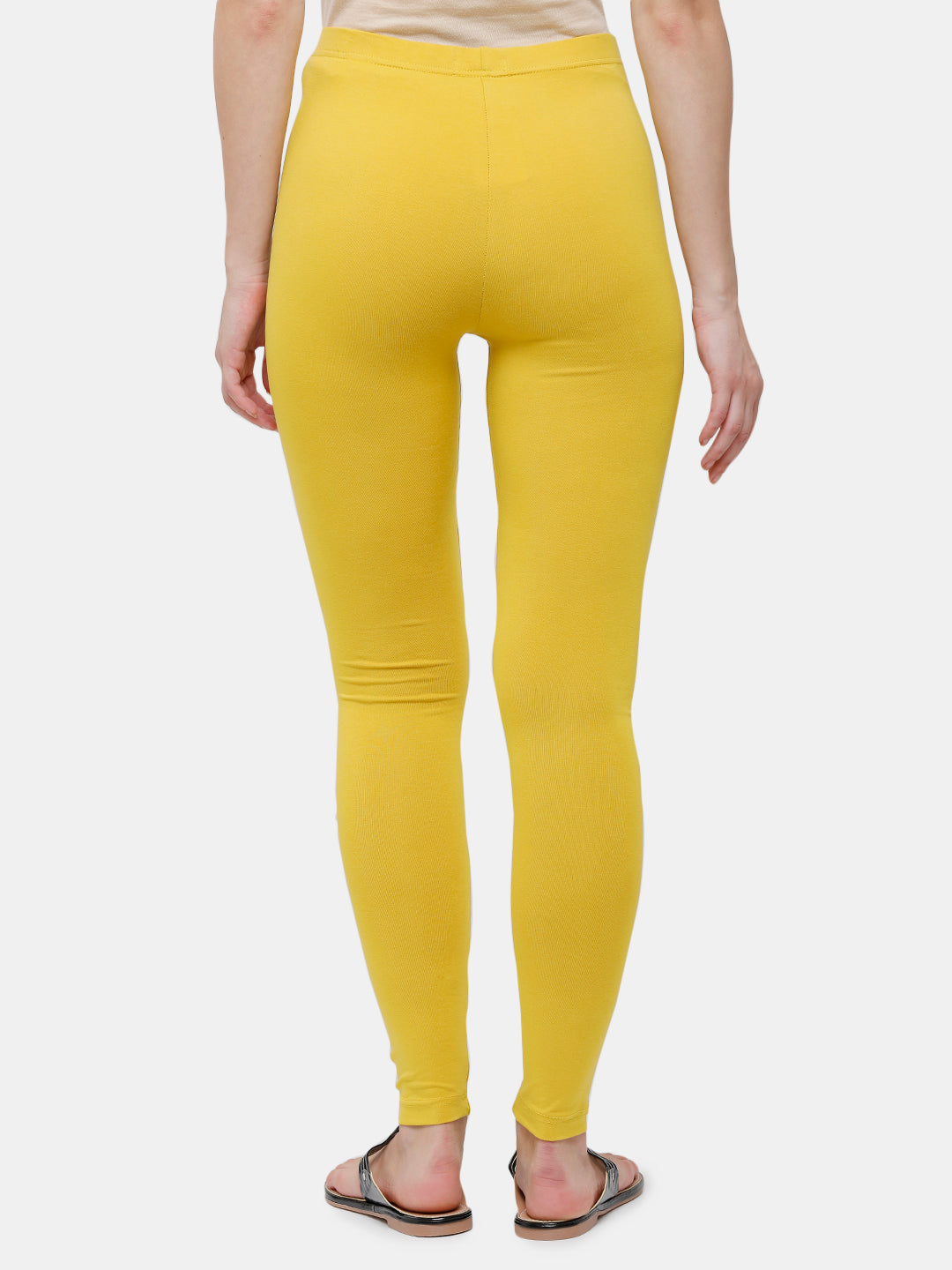 De Moza Ladies Ankle Length Leggings Solid Cotton Light Mustard