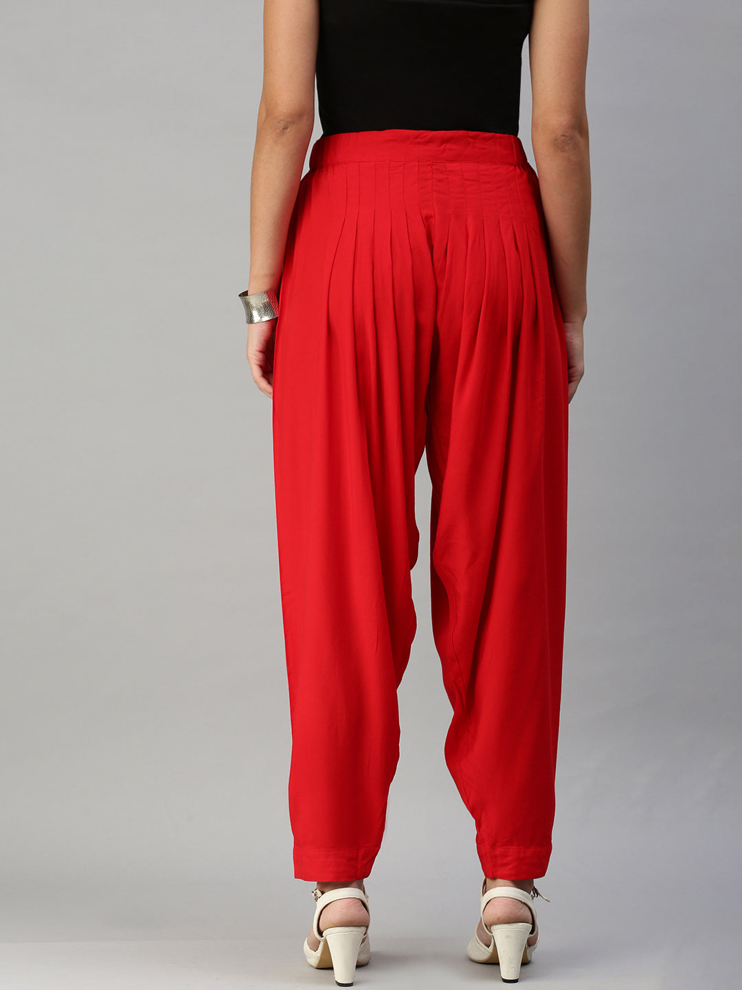 Women Solid Black Viscose Harem Dhoti Pants