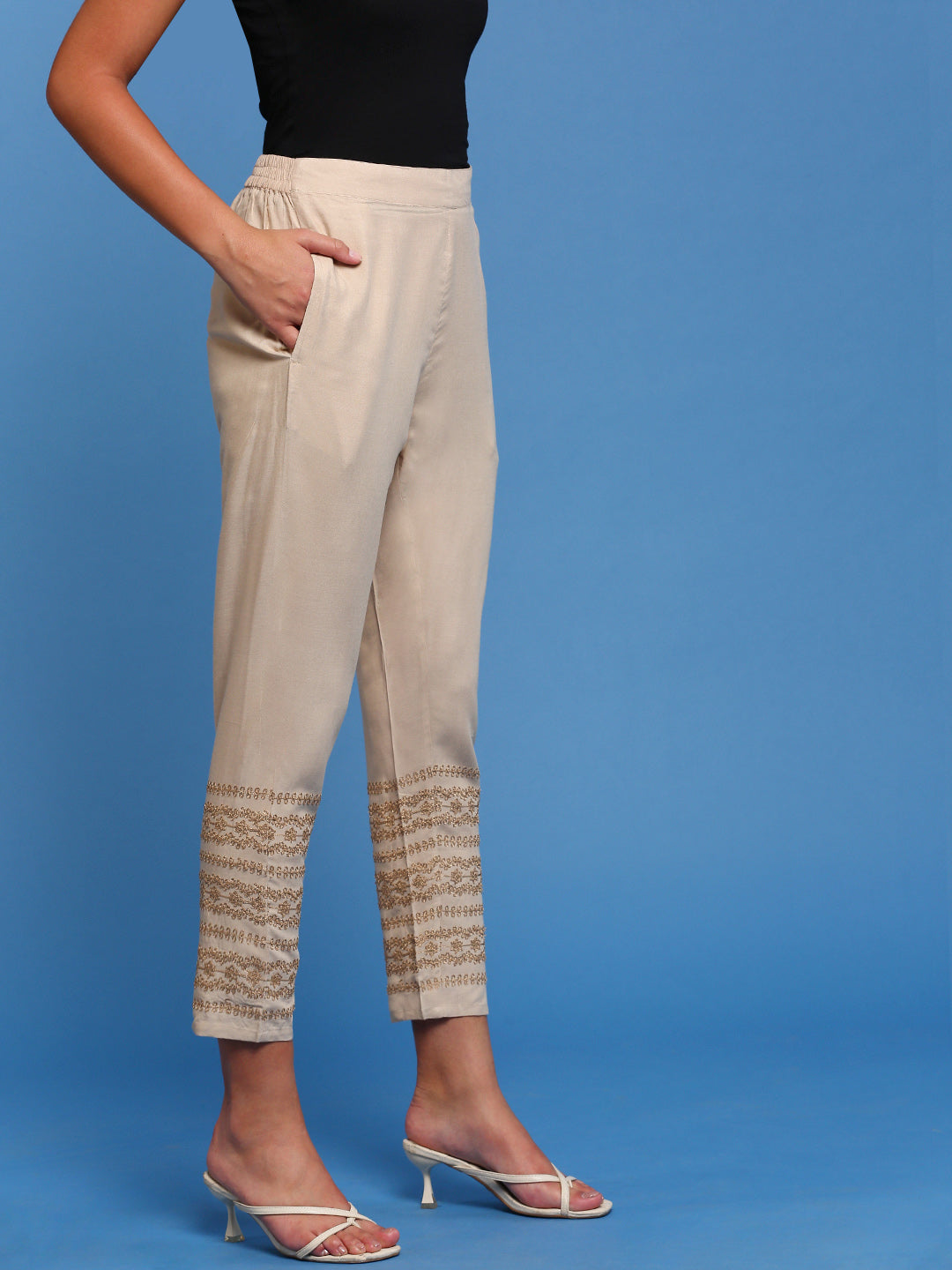 Women's High Waisted Buckle Belted Cigarette Trousers | Boohoo UK