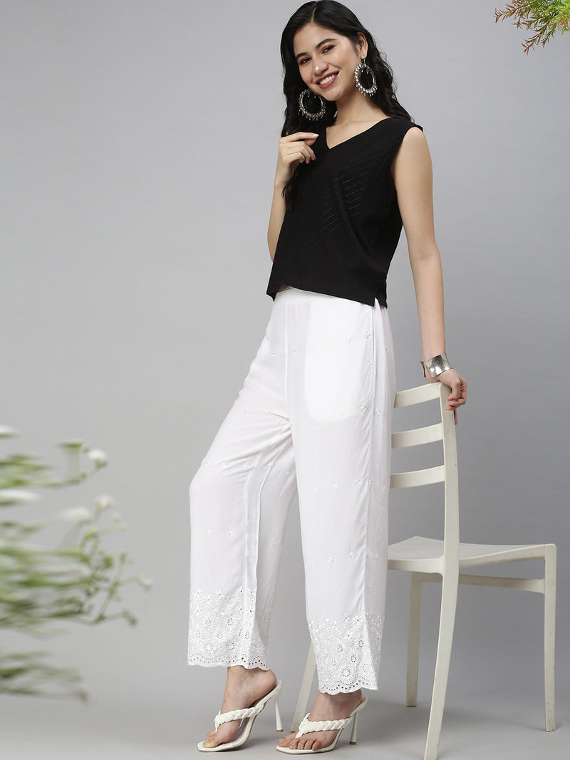 Bomotoo Women Casual Pants Pleated Loose Fit Bottoms Holiday Lounge High  Waist Palazzo Pant White 3XL - Walmart.com