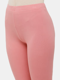 De Moza Ladies Ankle Length Leggings Solid Cotton Peach