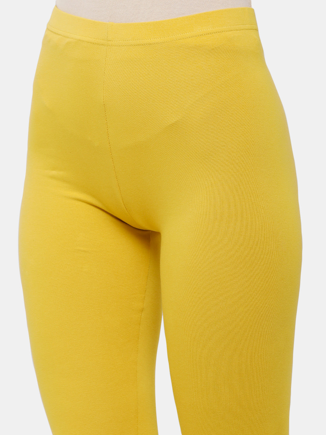 De Moza Ladies Ankle Length Leggings Solid Cotton Light Mustard