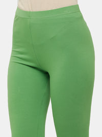 De Moza Ladies Ankle Length Leggings Solid Cotton Light Green