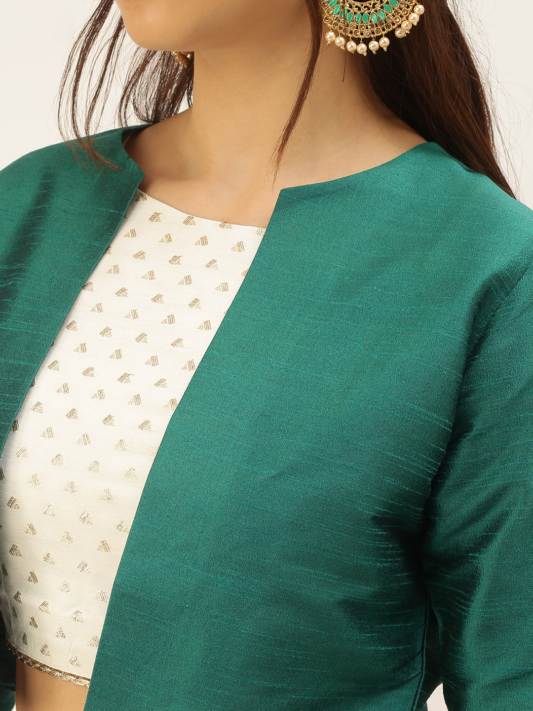 Green Colour Ethnic Kurti With Jacket For Girlish Looks - KSM PRINTS -  4159634