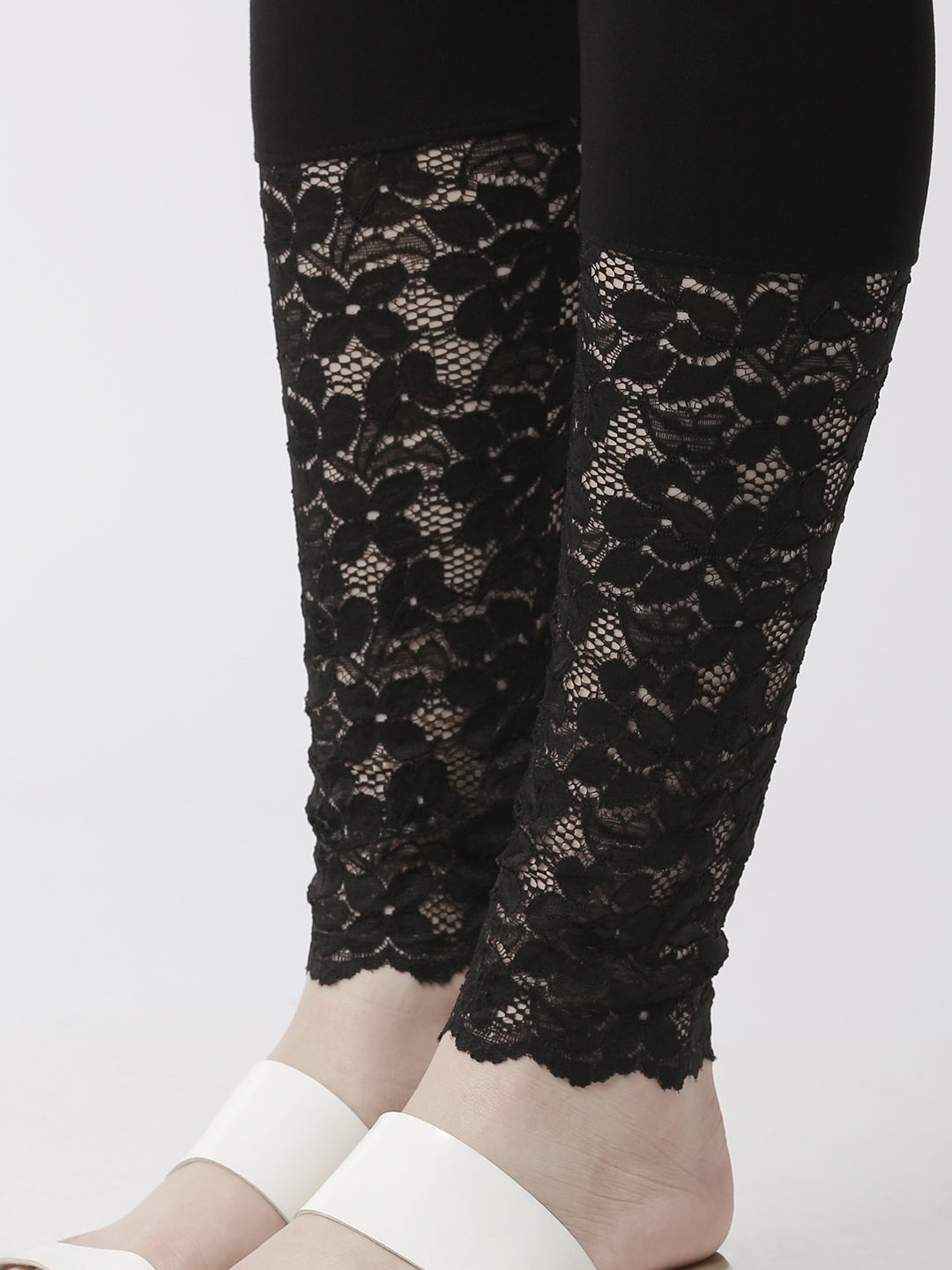 Buy online Black Lace Detailed Ankle Length Legging from Capris & Leggings  for Women by Lgc for ₹519 at 48% off | 2024 Limeroad.com
