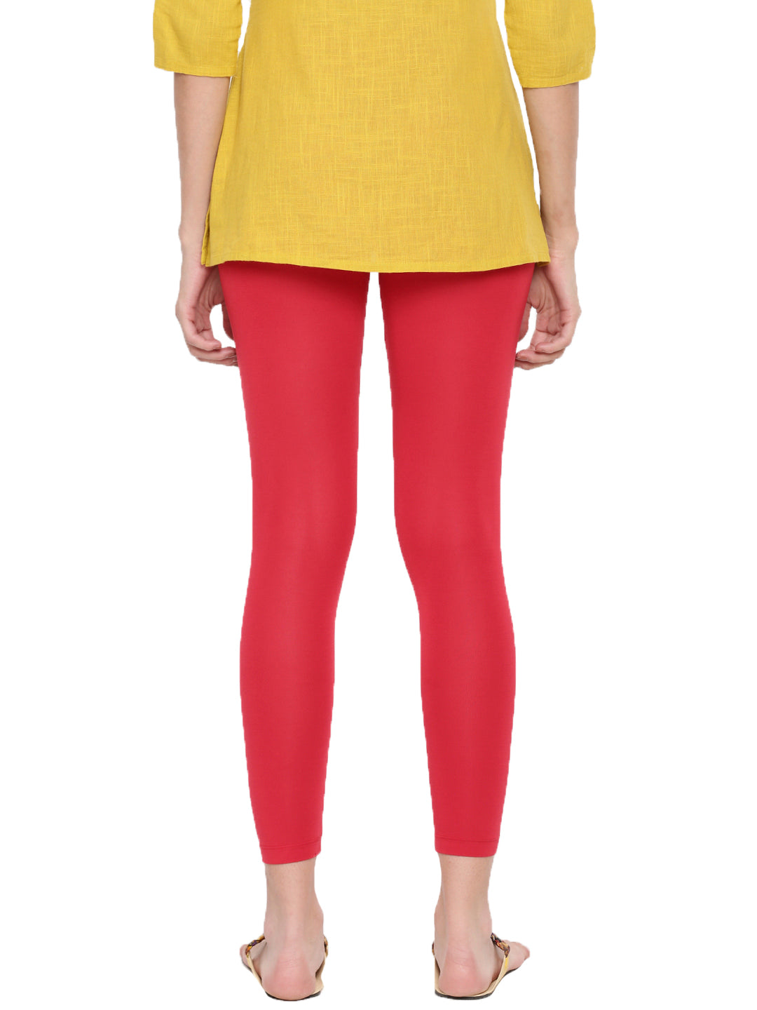 Buy Go Colors Women Coral Viscose Ankle Length Leggings online