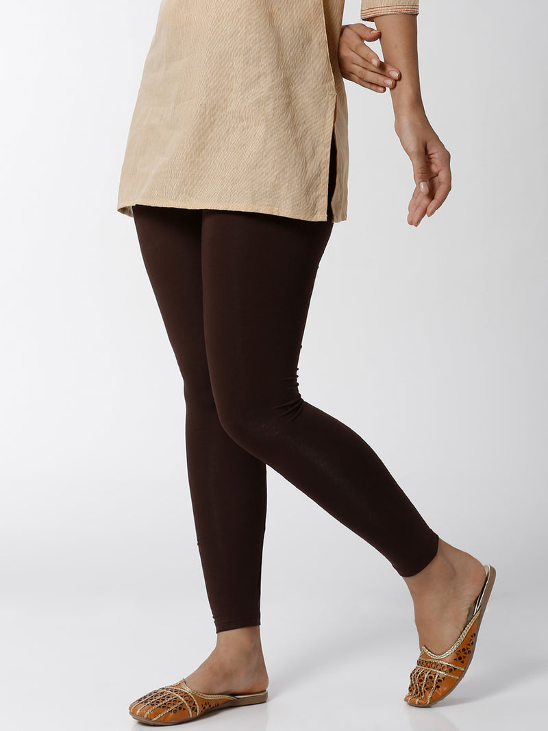 Lycra Casual Leggings in Beige and Brown with Thread work | Ankle length  leggings, Leggings casual, Leggings