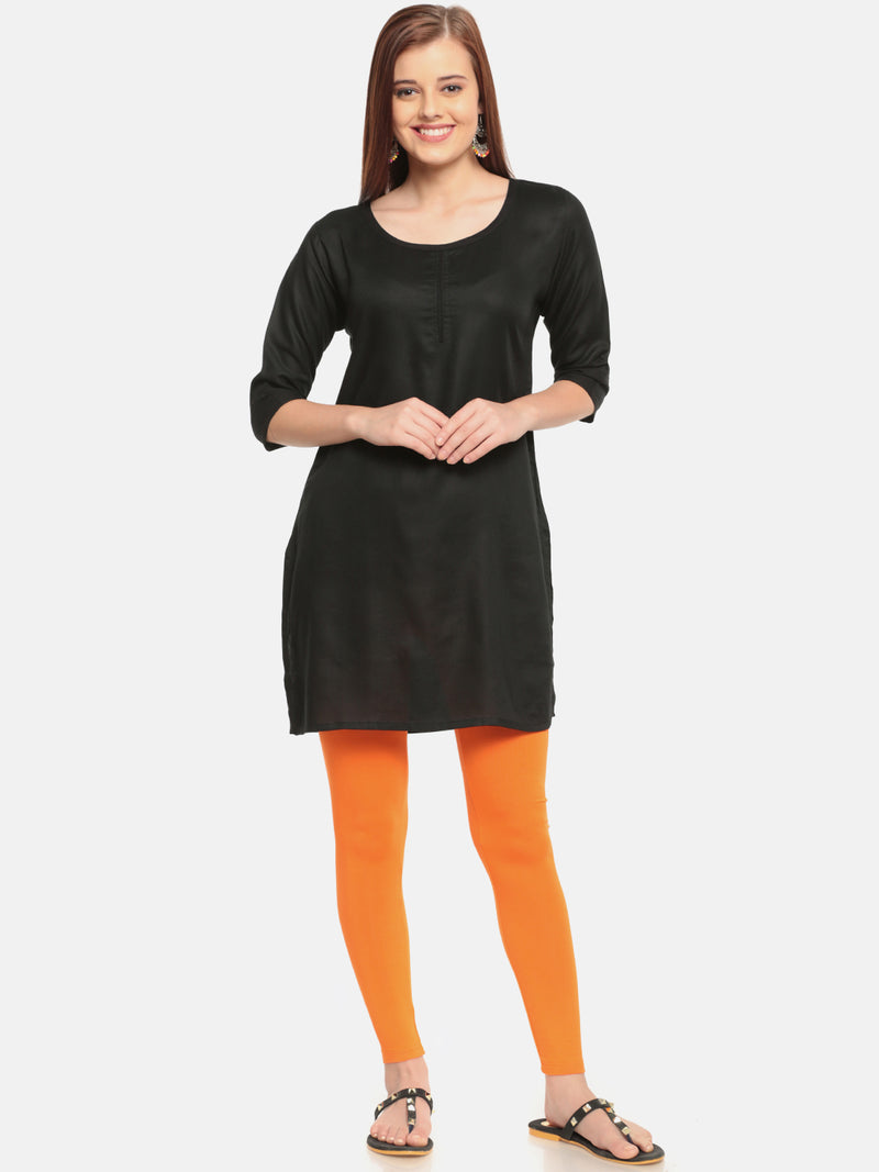 Black kurti with orange cheap leggings