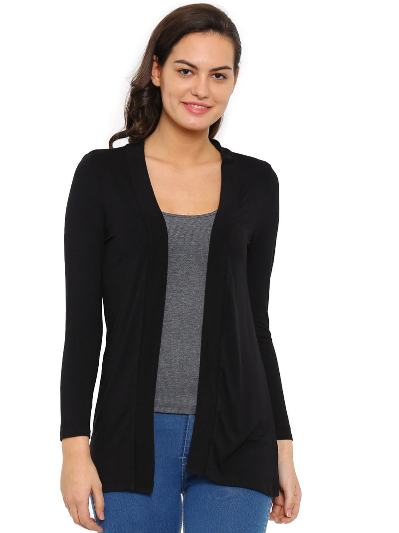 De Moza Ladies Long Length Shrug Black