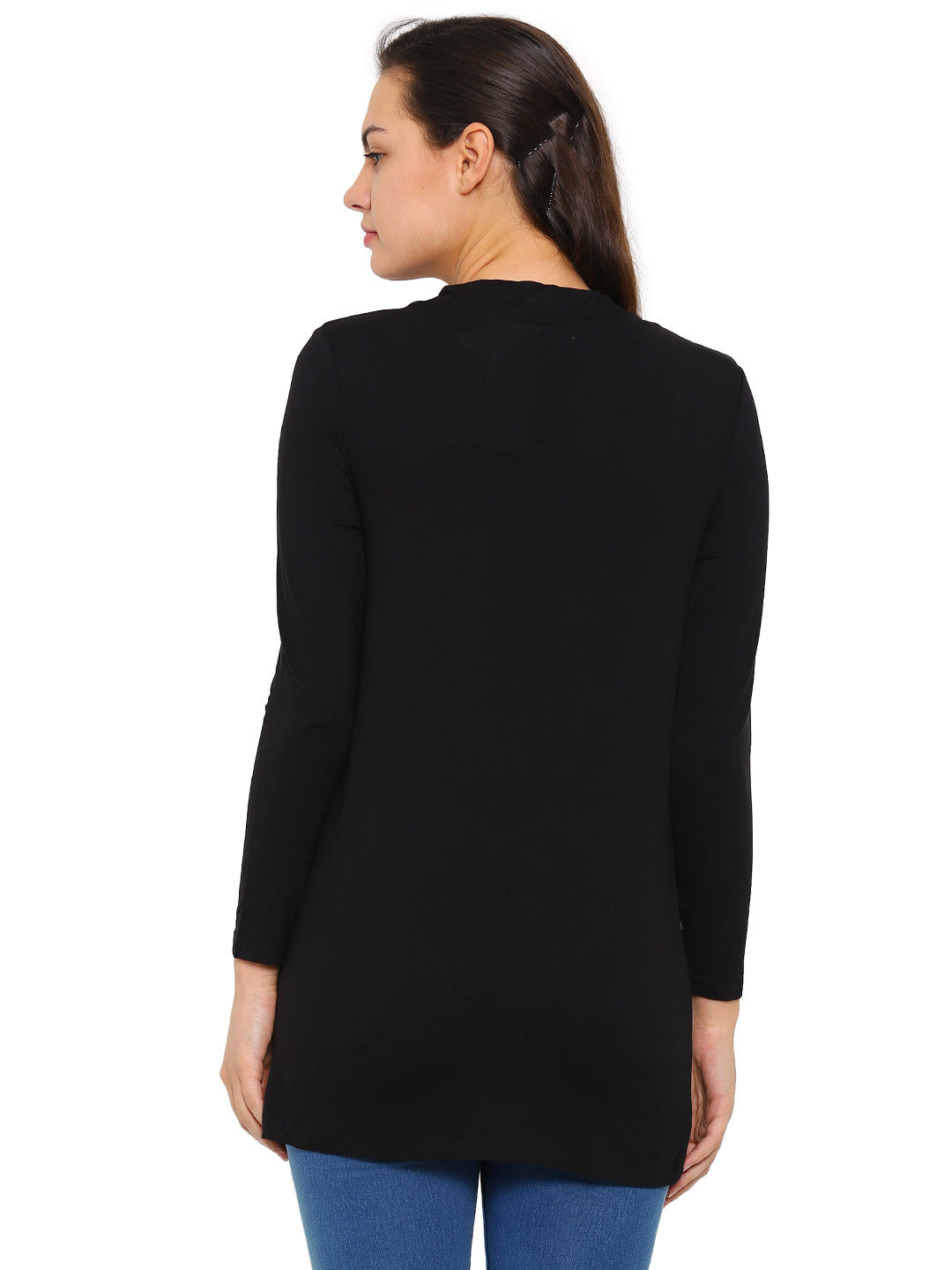 De Moza Ladies Long Length Shrug Black