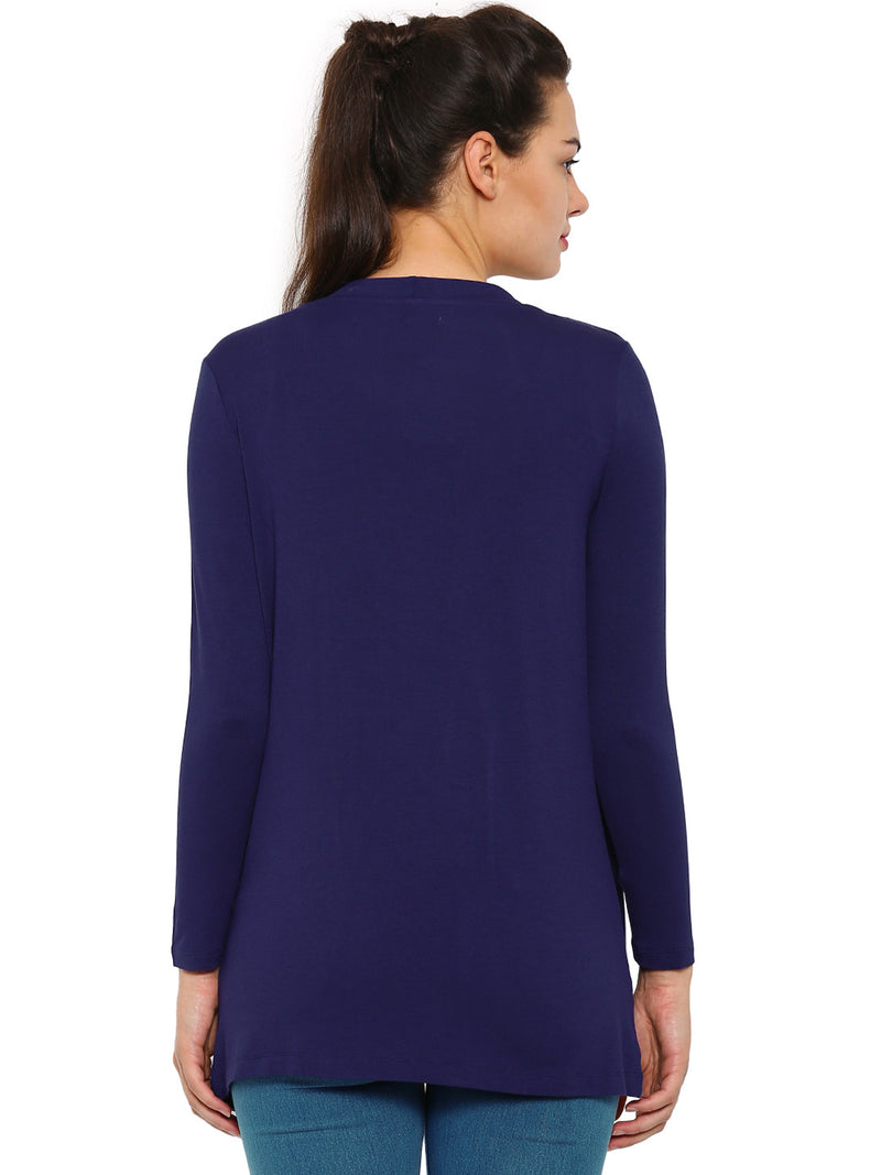 De Moza Ladies Long Length Shrug Navy Blue