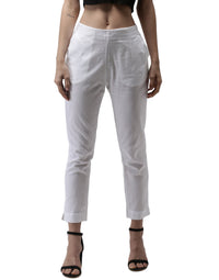 De Moza Women Cigarette Pant White