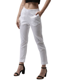 De Moza Women Cigarette Pant White