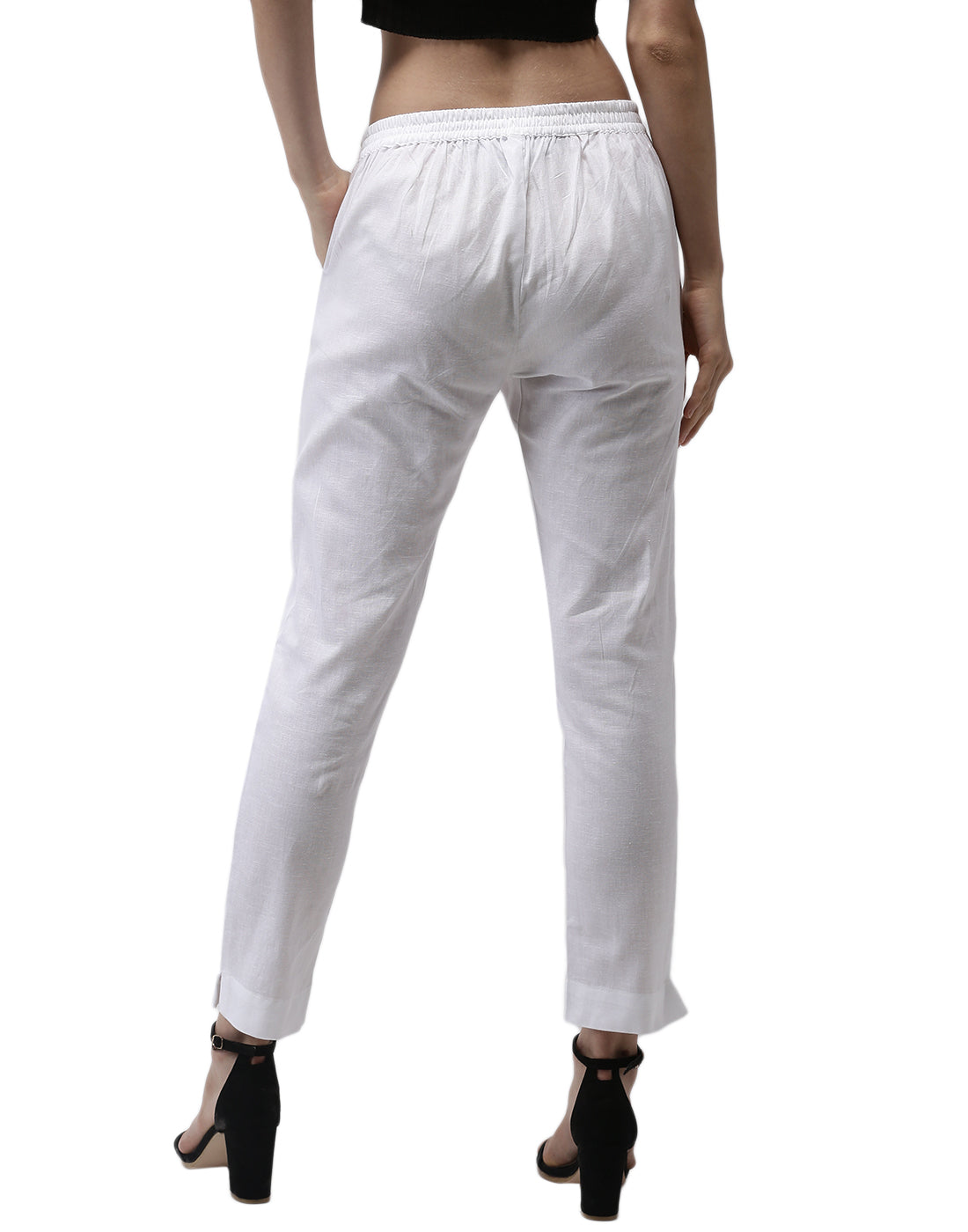 De Moza Women Cigarette Pant White