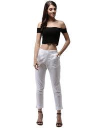 De Moza Women Cigarette Pant White