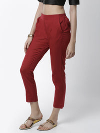 De Moza Women's Cigarette Pant Maroon