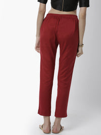 De Moza Women's Cigarette Pant Maroon