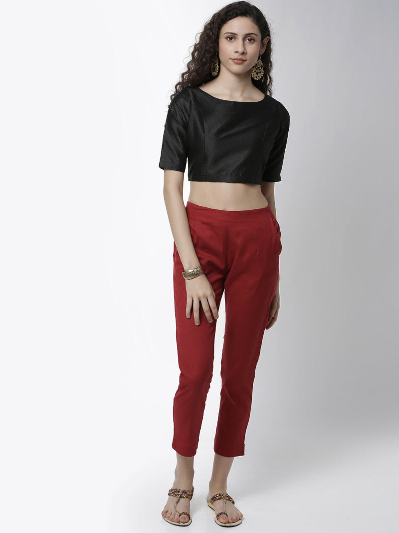 Buy online Maroon Silk Blend Cigarette Pant from Skirts tapered pants   Palazzos for Women by Meee for 779 at 40 off  2023 Limeroadcom