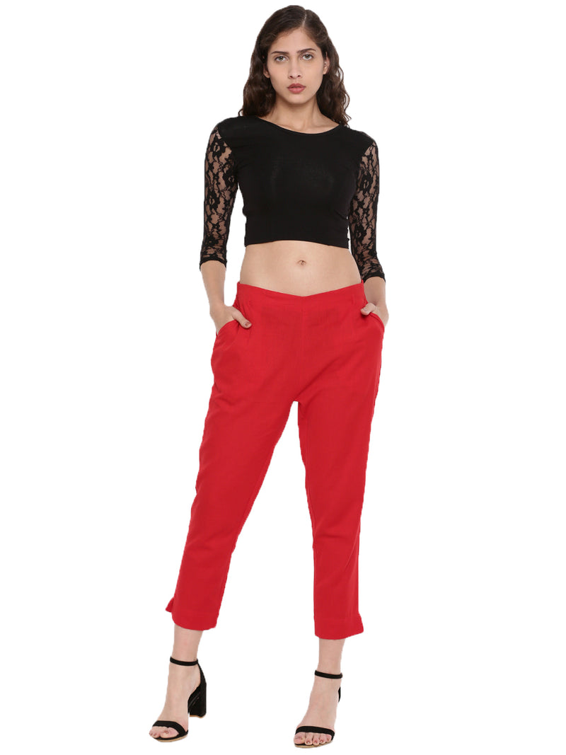 De Moza Ladies Straight Pant Red